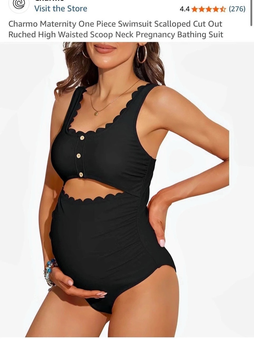 CHARMOR Maternity One Piece Swimsuit Black Like New